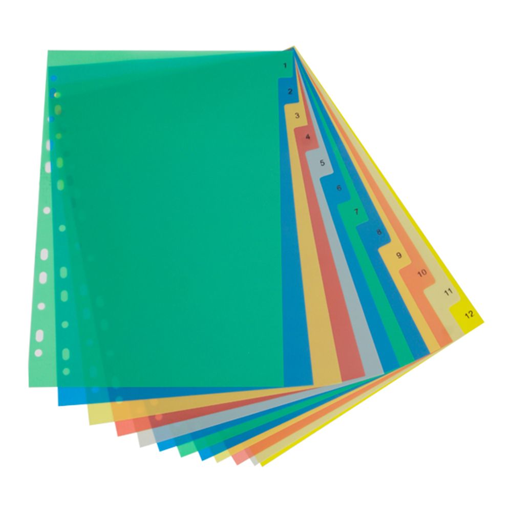 Separadores de Hojas A4 x 12 Unidades polipapel Separadores de Hojas A4 x 12 Unidades polipapel