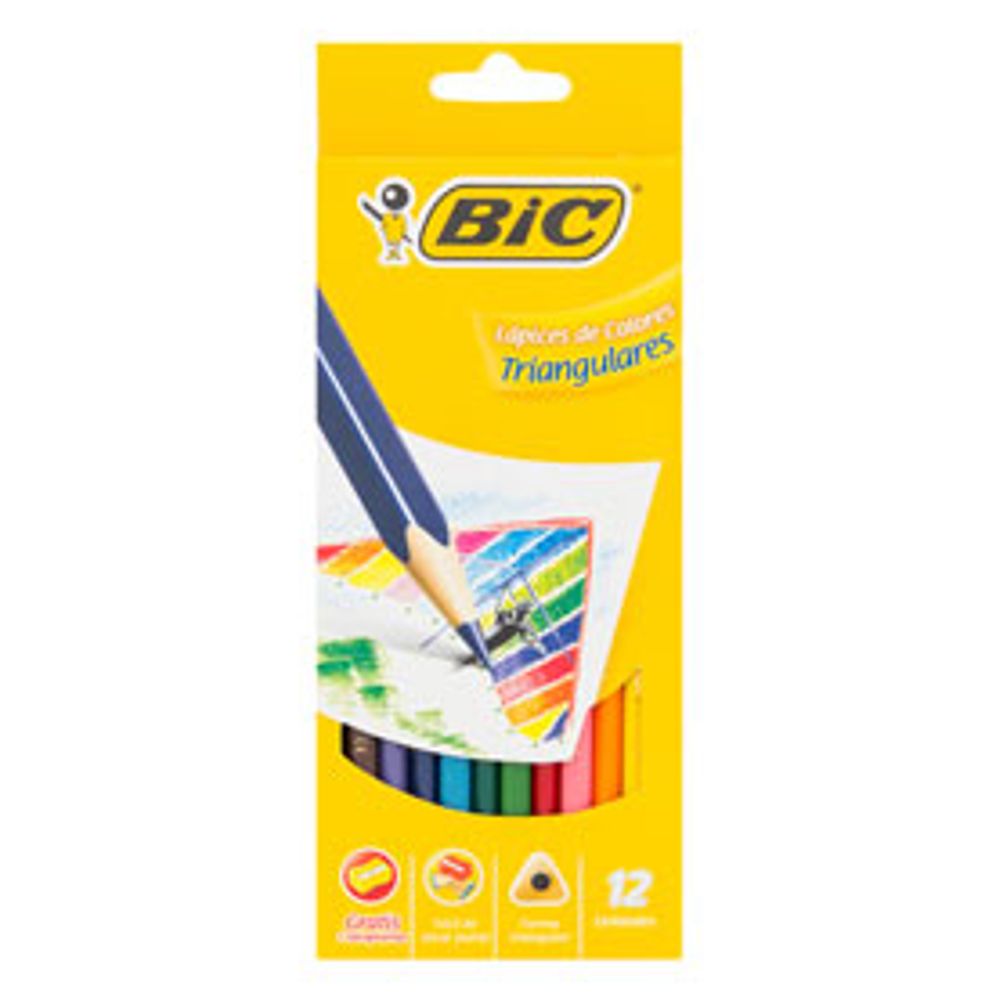 Lápices de Colores Bic Evolution Triangulares 12 Piezas - polipapel