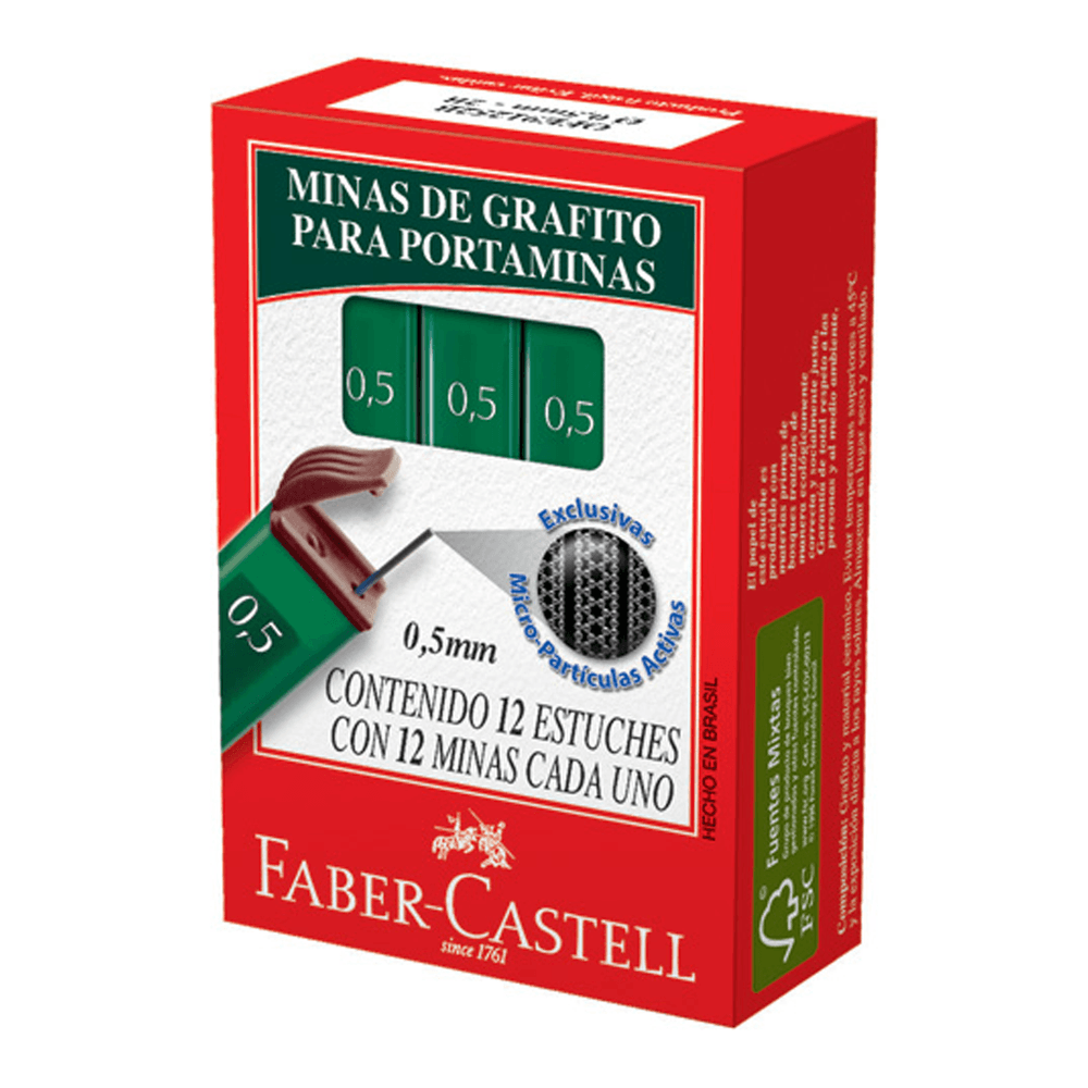 Surgir comida humedad Caja de Minas Faber Castell 0.5 HB 12 Unidades - polipapel