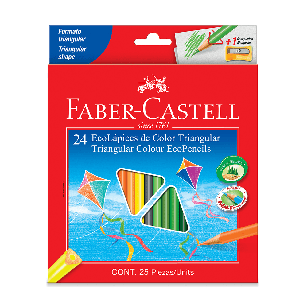 Lápices de Colores Faber Castell + Sacapunta 24 Colores - polipapel