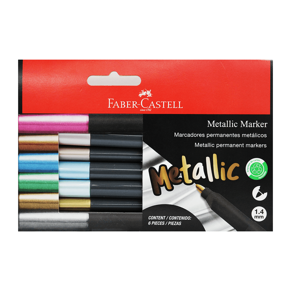 Rotuladores metálicos Faber-Castell 6 colores - Abacus Online