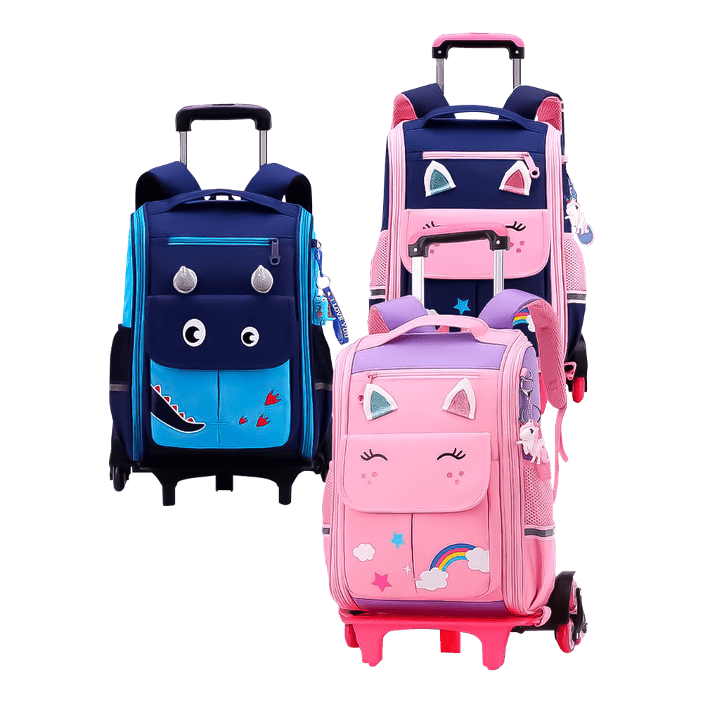 Mochila con Ruedas Unicornio y Dinosaurio polipapel