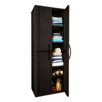 Rimax Brown Resin Rattan Wardrobe Cabinet