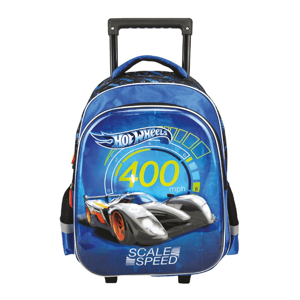 Mochila 16 Pulg Hot Wheels con Ruedas Azul Negra polipapel